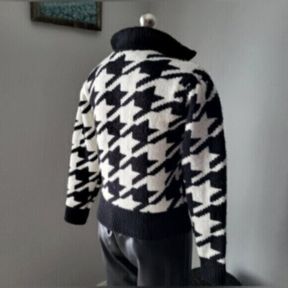 DEX Houndstooth Cropped Mock Neck Sweater NWT Sz XL - Picture 9 of 14